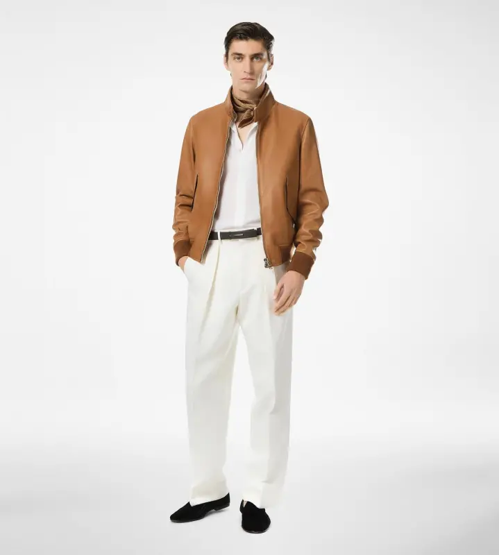 GRAIN LEATHER HARRINGTON TOFFEE online